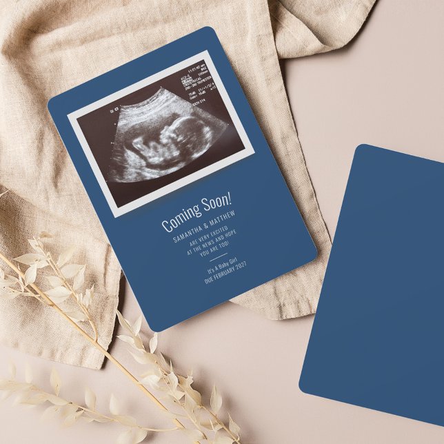 Sonograma em breve Anúncio de gravidez (Coming Soon Pregnancy Announcement Sonogram Photo Card)