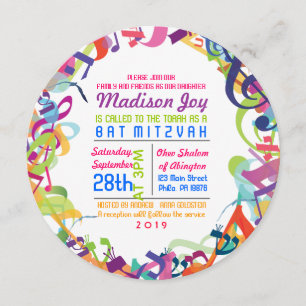 SONS DO Bar de Bat TORAH Mitzvah Convite