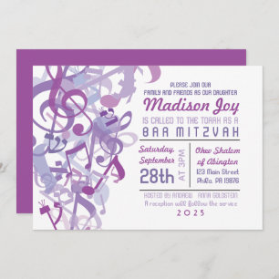 SONS DO Convite TORAH Purple Bat Mitzvah