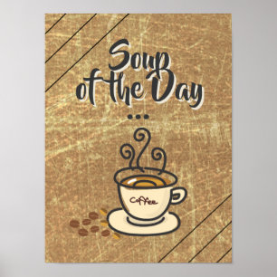 Sopa do dia, poster engraçado do café