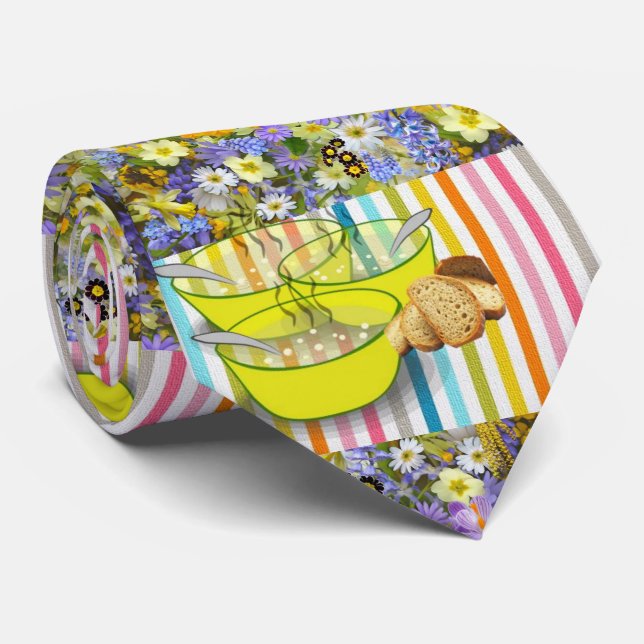 Sopa Floral de Stripe Gravatas Masculina (Rolled)