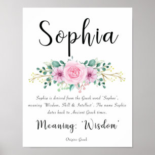 Sophia Name Significa Impressão com Flores Rosa