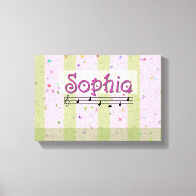 Sophia Pink Green Musical Name Canvas (Frente)