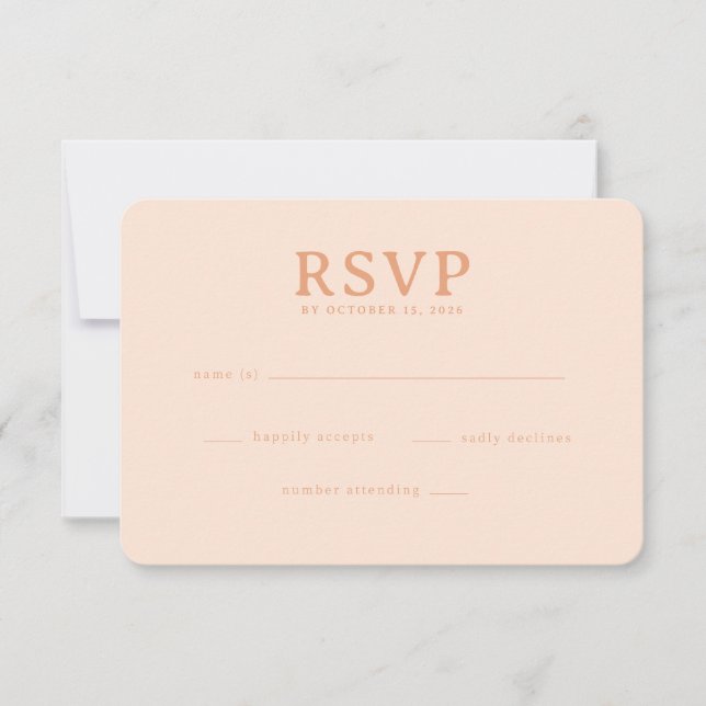 Sophisticated Peach RSVP Card (Frente)