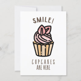 Sorria! Cupcakes Estão Aqui Cartão de Design Rosa