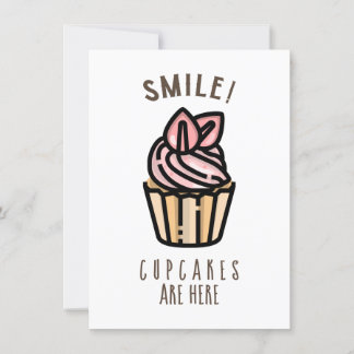 Sorria! Cupcakes Estão Aqui Cartão de Design Rosa