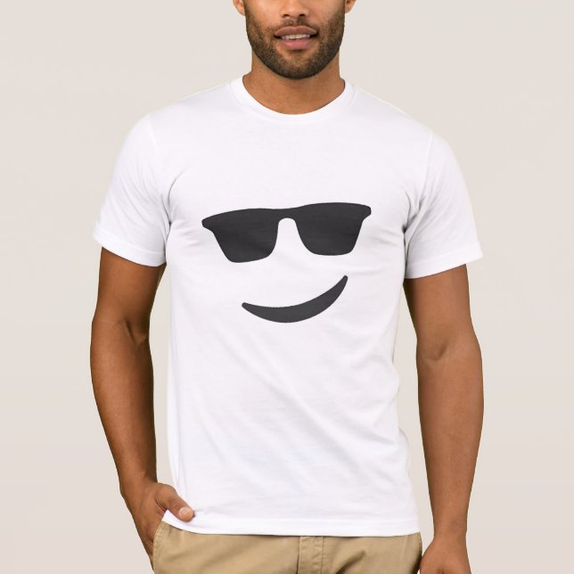 sorria emoji com óculos, design de camiseta engraç (Frente)