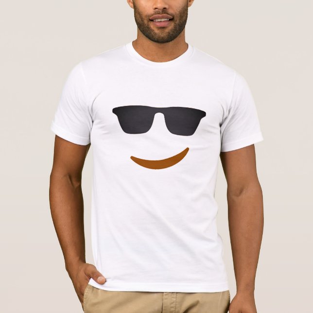 sorria emoji com óculos, design de camiseta engraç (Frente)