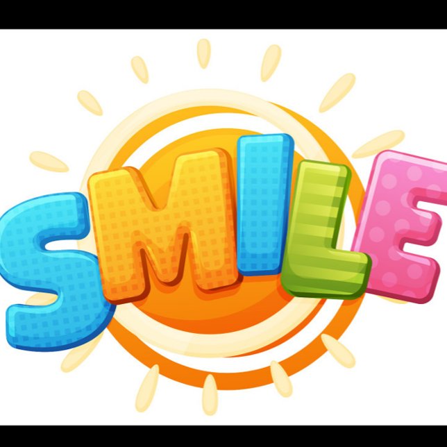 Sorria T-Shirt (Cartoon illustration of the word "SMILE" in colorful, blocky letters.)