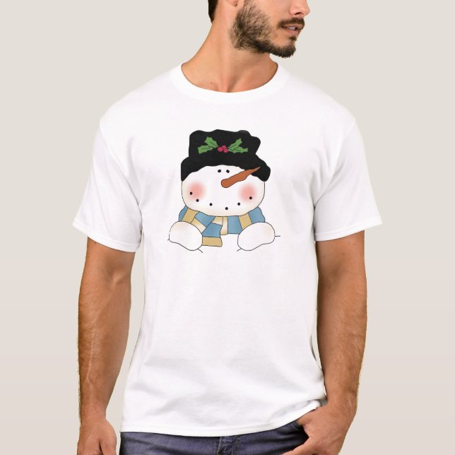 Sorrindo Camisetas e presentes de boneco de neve (Frente)