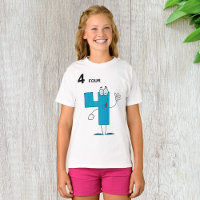 Sorrindo Número 4 Meninas T-Shirt
