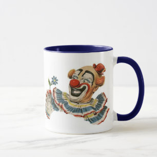 Sorrir forçadamente do palhaço na flor - caneca