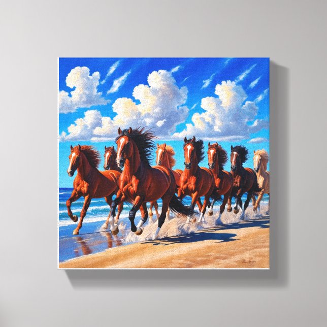 sorte de pintura de canvas de oito cavalos (Frente)