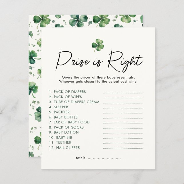 Sortudo é o preço certo do Chá de fraldas (Frente/Verso)