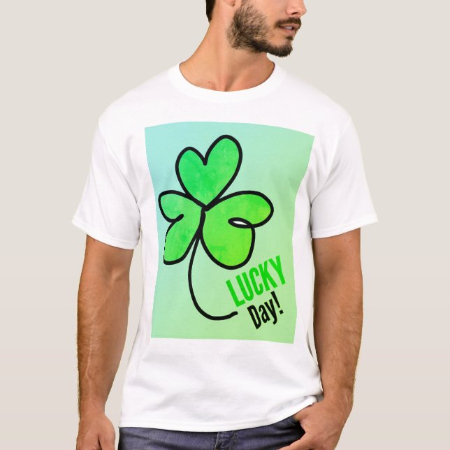 sortudo verde com fundo verde T-Shirt (Frente)