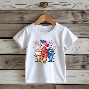 sorvete 4 de julho USA Flag Kids T-Shirt