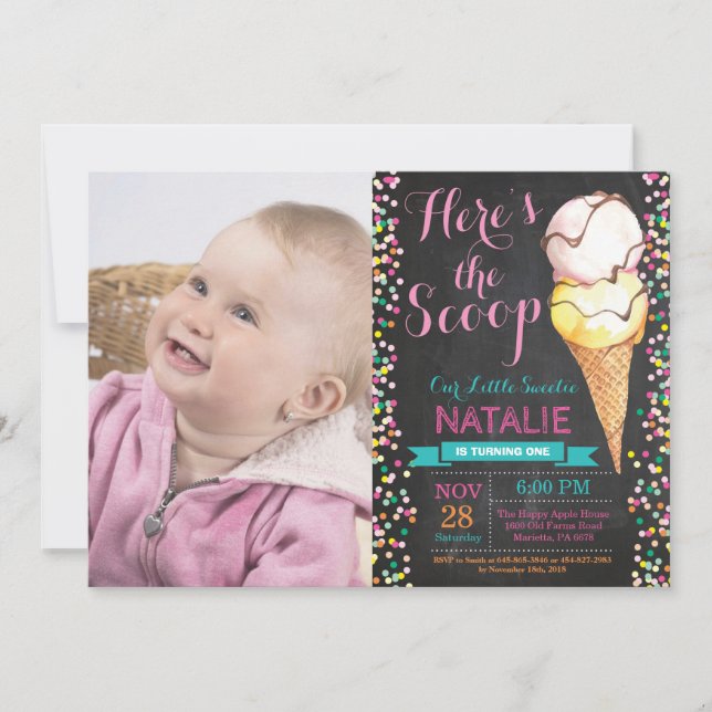 Sorvete Aniversário Convite de Verão (Frente)