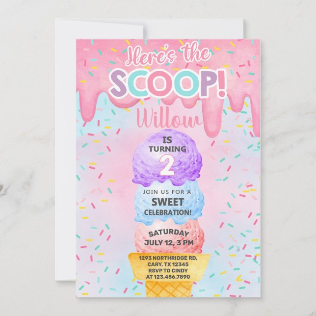 Sorvete aqui está o convite para segundos aniversá (Frente)