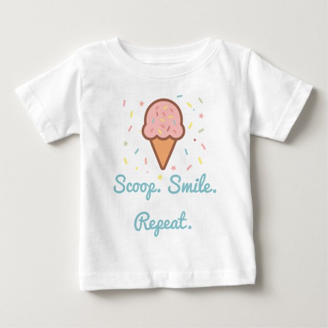 Sorvete Baby T-Shirt - Scoop. Sorria. Repita. (Frente)
