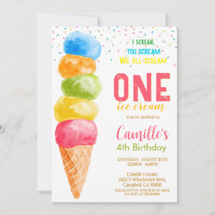Sorvete bonito qualquer Convite de aniversário etá