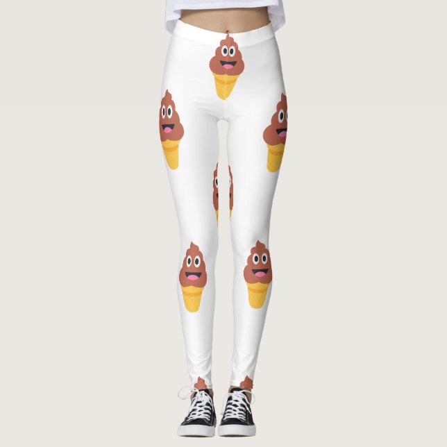 sorvete cone poo emoji leggings (Frente)