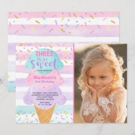 Sorvete Convite Três É aniversário de 3 anos Doce