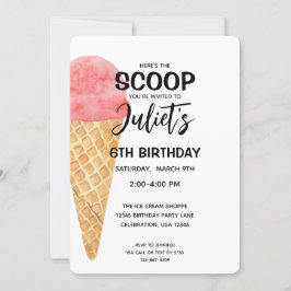Sorvete de aniversário Cone Convite de festas rosa