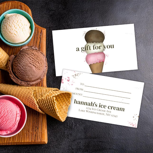Sorvete de Certificado de Presente Personalizado C (Ice Cream Cone business gifr certificate voucher)