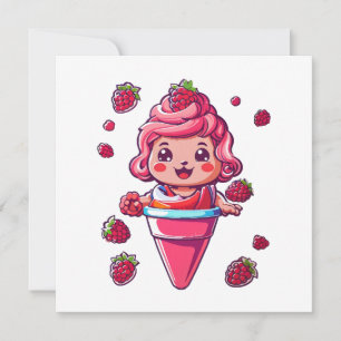 Sorvete de framboesa Kawaii