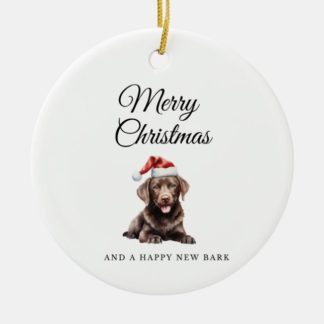 Sorvete de Natal, Chocolate Lab, ornamento cerâmic (Frente)