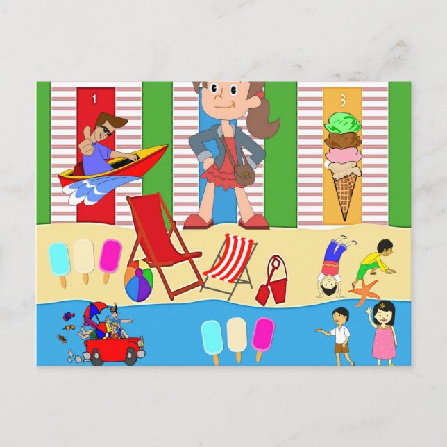 Sorvete de praia do cartão postal (Frente)