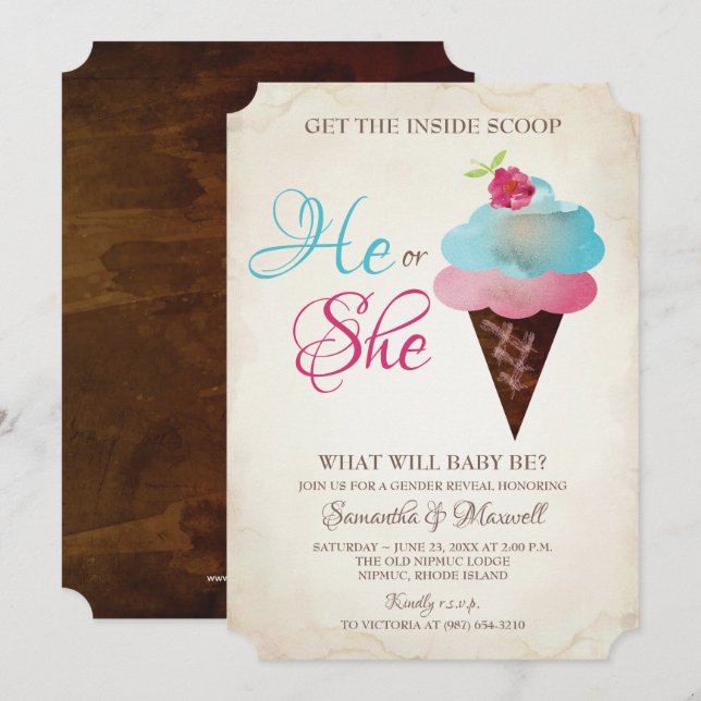 Sorvete Gênero Convite Revelar (Frente/Verso)