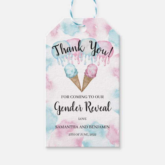 Sorvete gênero revela etiqueta de favor. etiqueta  (Frente)