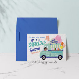 Sorvete Gritar 4 Convites de aniversário