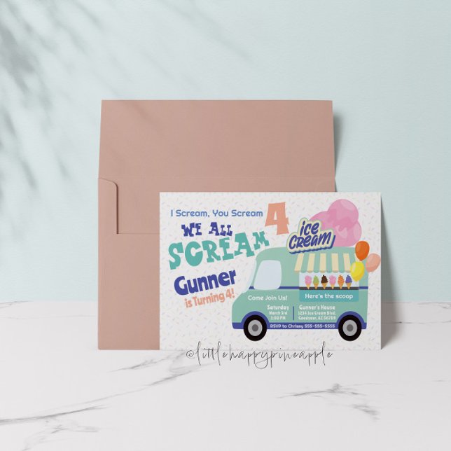 Sorvete Gritar 4 Convites de aniversário (Criador carregado)