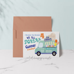 Sorvete Gritar 4 Convites de aniversário