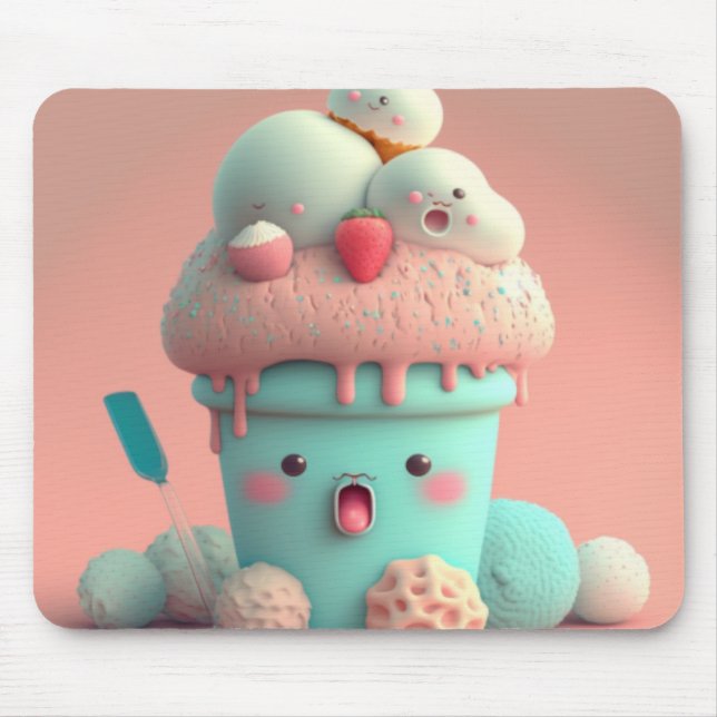 Sorvete Kawaii mousepad (Frente)