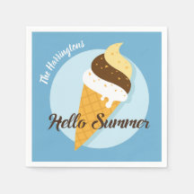 Sorvete Olá nome personalizado e guardanapos de pa