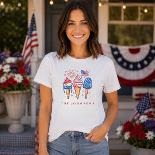 Sorvete Patriótico Moderno Camiseta Feminina Perso