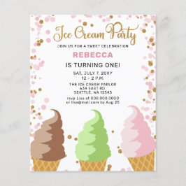 Sorvete Rosa de Orçamento Convite de Aniversário