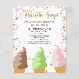 Sorvete Rosa de Orçamento Convite de Aniversário