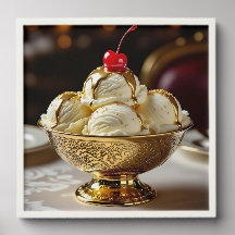 Sorvete Sundae com Vazio Xarope Dourado