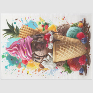 Sorvete Sundae - Papel Tecidual de Decoupage