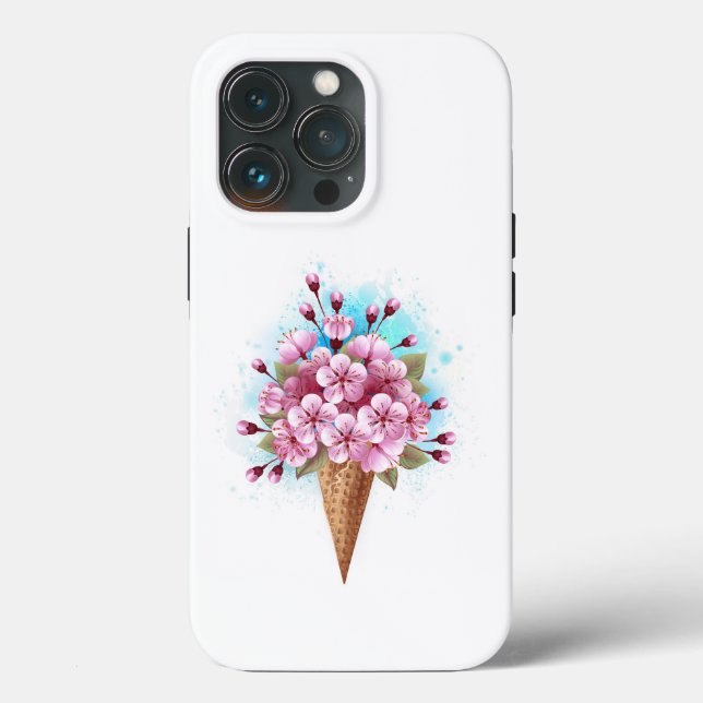 Sorvete Waffle Rosa Sakura Cone (Verso)