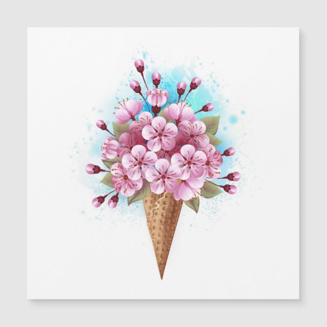 Sorvete Waffle Rosa Sakura Cone (Frente)