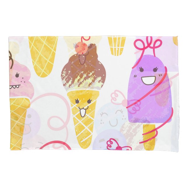 Sorvetes Kawaii, um padrão bonito e perfeito. (Frente)