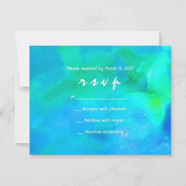 Sou AQUA WATERCOLOR Bat Mitzvah Convite (Frente)