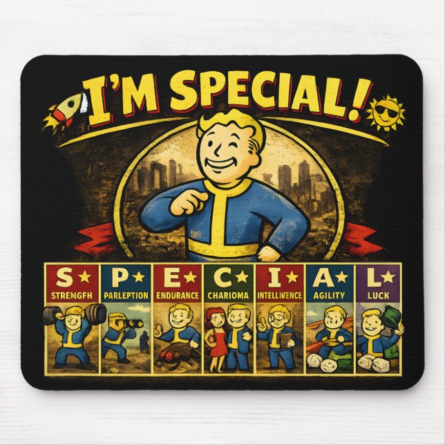 Sou Especial | Stats Mousepad Inspirado em Fallout (Frente)
