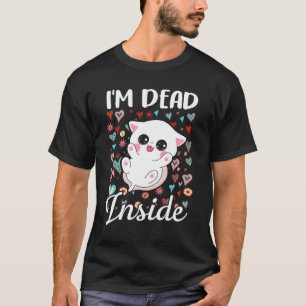 Sou Morto Dentro Sarcástico Feliz Camiseta de Gato