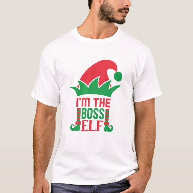 Sou o chefe Elf Engraçado Elf T-Shirt de Natal (Frente)